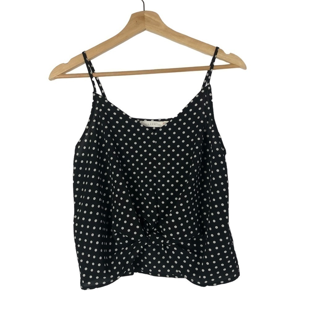 Boutique Lush‎ Black White Polka Dot Twist Front Cami Tank Top XS